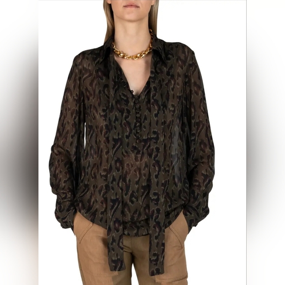 Derek Lam 10 Crosby size 2 Irene Button-Down Blouse with Neck Tie - Picture 1 of 9